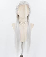 Silver Straight Synthetic Lace Front Men's Wig MW057