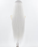 30inch Long Silver Synthetic Lace Front Wig WW958