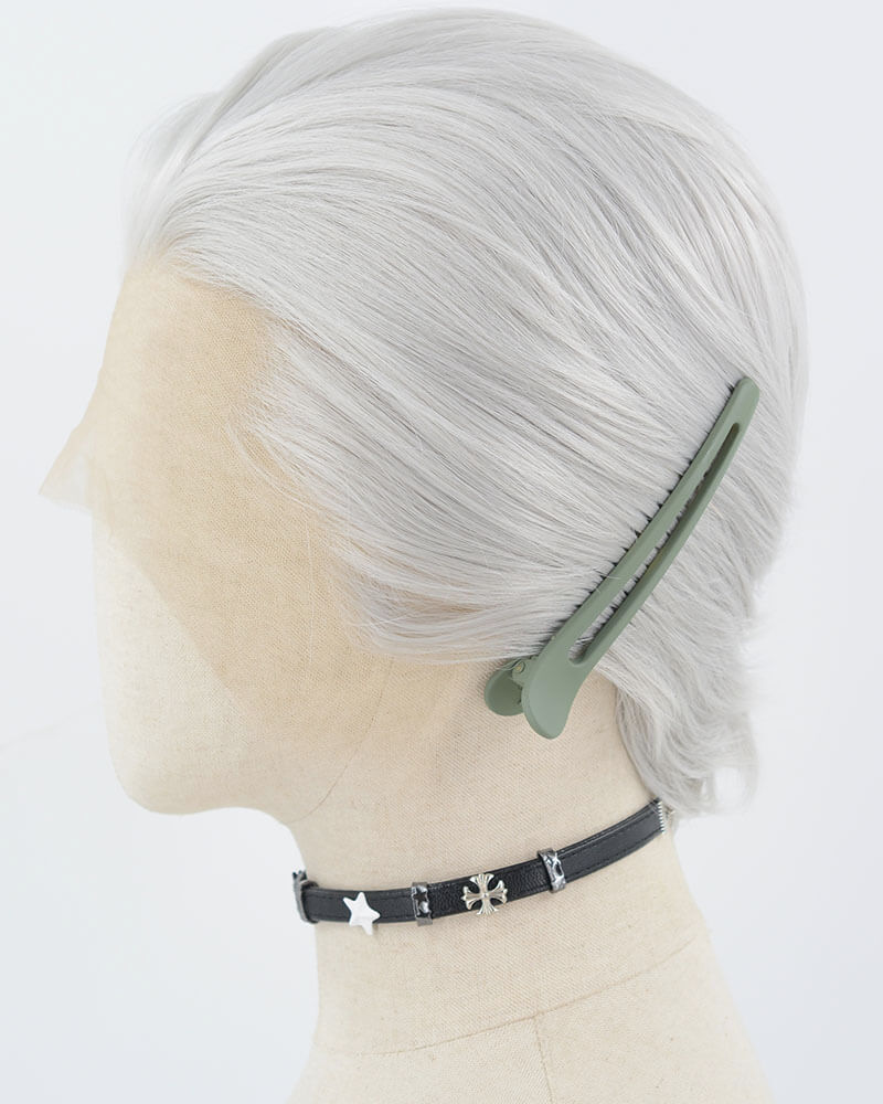 Silver Short Synthetic Lace Front Men's Wig MW046