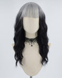 Silver Grey Ombre Black Synthetic Wig HW281