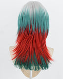 Silver Ombre Green Red Synthetic Wig HW832
