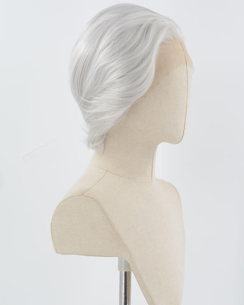 Grey Short Synthetic Lace Front Men's Wig MW002
