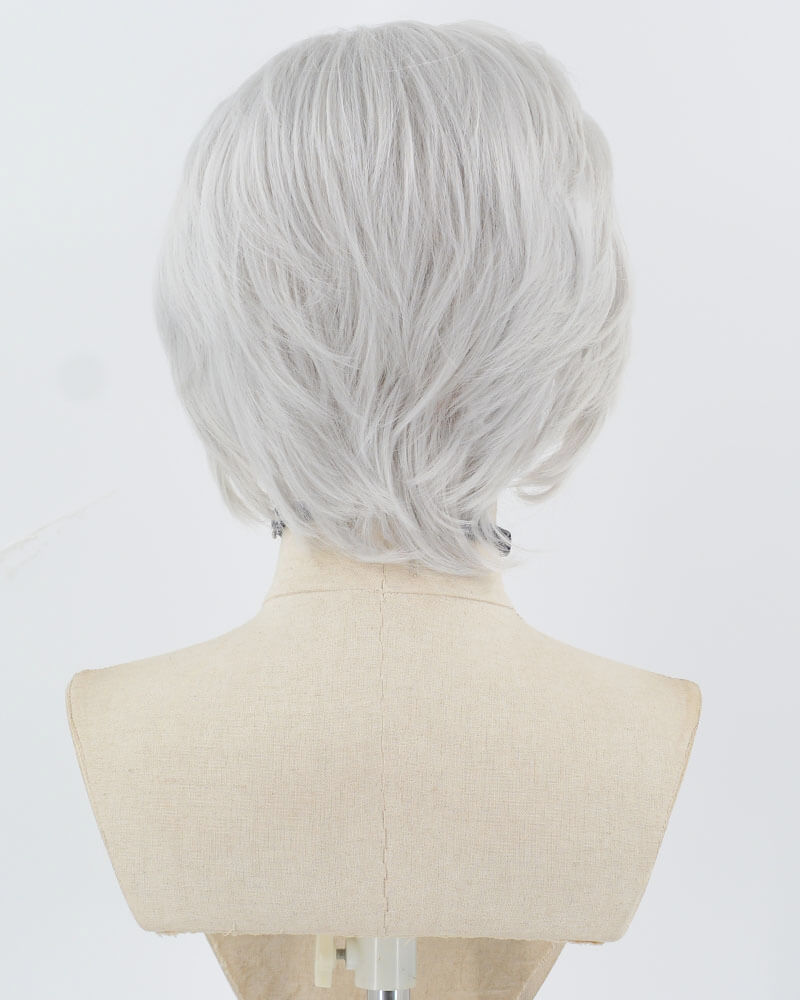 Silver Short Synthetic Lace Front Men's Wig MW046
