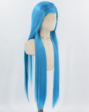 38Inch Long Sky Blue Synthetic Lace Front Wig WW1031