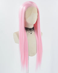 Pink Long Straight Synthetic Lace Front Wig WW793