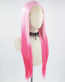 Pink Ombre Long Straight Synthetic Lace Front Wig WW677