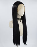 360 Long Black Straight Synthetic Lace Front Wig WW552
