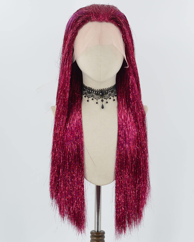 Purple Red Tinsel Synthetic Lace Front Wig WW845