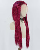Purple Red Tinsel Synthetic Lace Front Wig WW845
