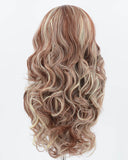 Blonde Strunk Stripe Brown Long Wavy Synthetic Lace Front Wig WW718