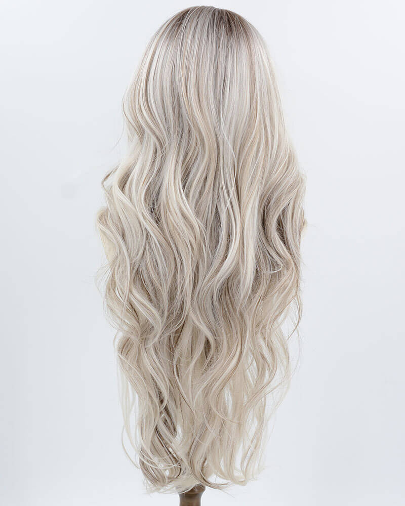 13*6 Brown Ombre Blonde Grey Synthetic Lace Front Wig WW997