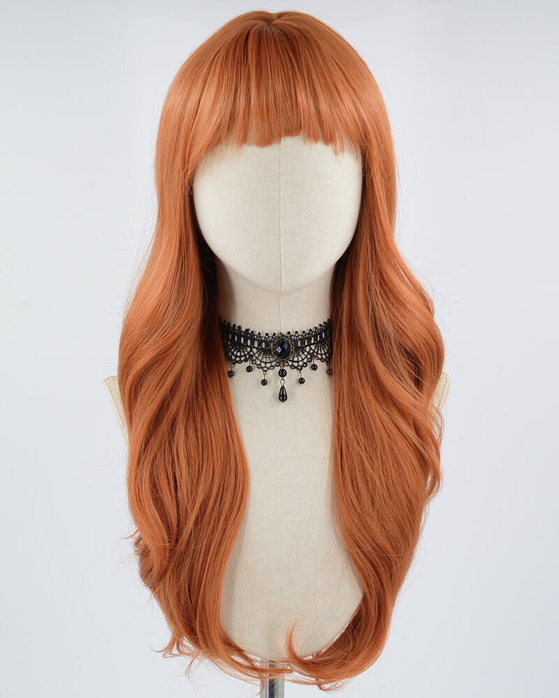 Orange Long Wavy Synthetic Wig HW350