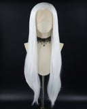 30Inch Long White Straight Synthetic Lace Front Wig WW554