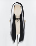 White Black Synthetic Lace Front Wig HW477White Black Synthetic Lace Front Wig WW723