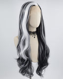 White Black Wavy Synthetic Lace Front Wig WW630