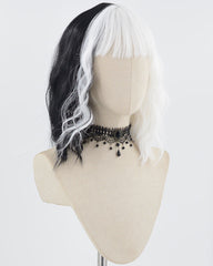 Black White Curly Synthetic Wig HW546
