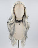 Black Platinum Blonde Synthetic Lace Front Wig WT230