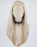 White Skunk Stripe Blonde Brown Synthetic Lace Front Wig WW589