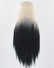 Platinum Blonde Ombre Black Synthetic Lace Front Wig WW784