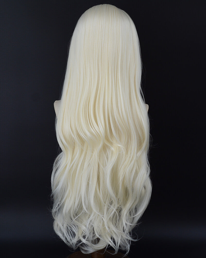 Creamy White Blonde Wavy Synthetic Lace Front Wig WW1089