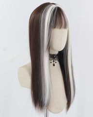White Blonde Brown Synthetic Wig HW714