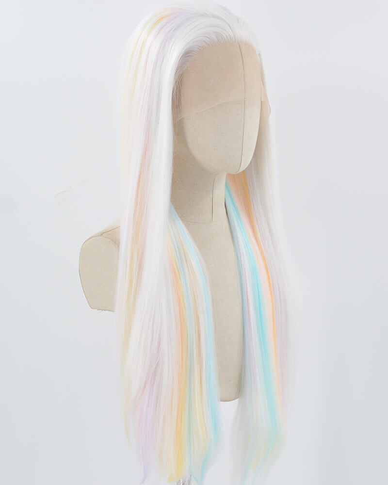 White Colorful Synthetic Lace Front Wig WW850
