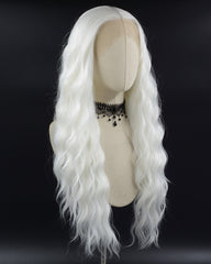 White Long Curly Synthetic Lace Front Wig WW392