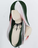 Green White Highlights Red Synthetic Wig HW834