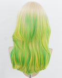 White Blonde Ombre Green Synthetic Wig HW836