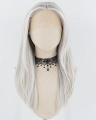 White Grey T Part Synthetic Lace Front Wig WW757
