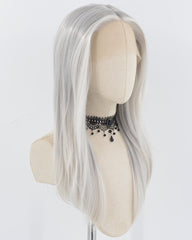 White Grey T Part Synthetic Lace Front Wig WW757