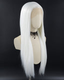 Straight White Synthetic Lace Front Wig WW235