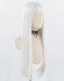 28Inch White Long Straight Synthetic Wig HW742