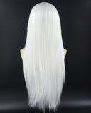 Straight White Synthetic Lace Front Wig WW235