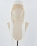 White Straight Synthetic Lace Front Men's Wig MW055