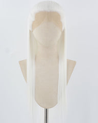 White Straight Synthetic Lace Front Men's Wig MW055