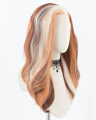 White Orange Brown Tinsel Synthetic Lace Front Wig WW711