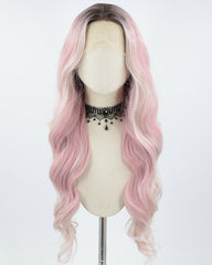 Ombre Pink Wavy Synthetic Lace Front Wig WW687