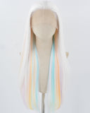 White Colorful Synthetic Lace Front Wig WW850