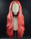 Red White Skunk Stripe Tinsel Synthetic Lace Front Wig WW643