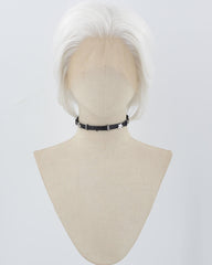 White Short Synthetic Lace Front Men's Wig MW005