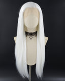 Straight White Synthetic Lace Front Wig WW235