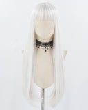 28Inch White Long Straight Synthetic Wig HW742