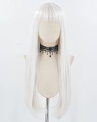 28Inch White Long Straight Synthetic Wig HW742
