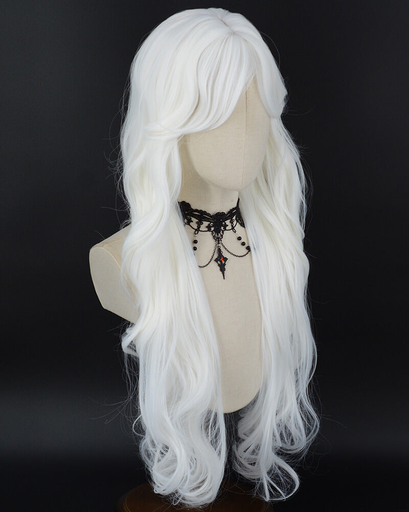 Long White Wavy Synthetic Wig HW878