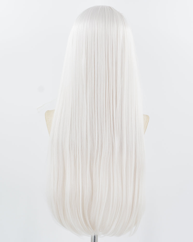 28Inch White Long Straight Synthetic Wig HW742