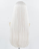 28Inch White Long Straight Synthetic Wig HW742