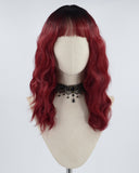 Ombre Wine Red Curly Synthetic Wig HW266