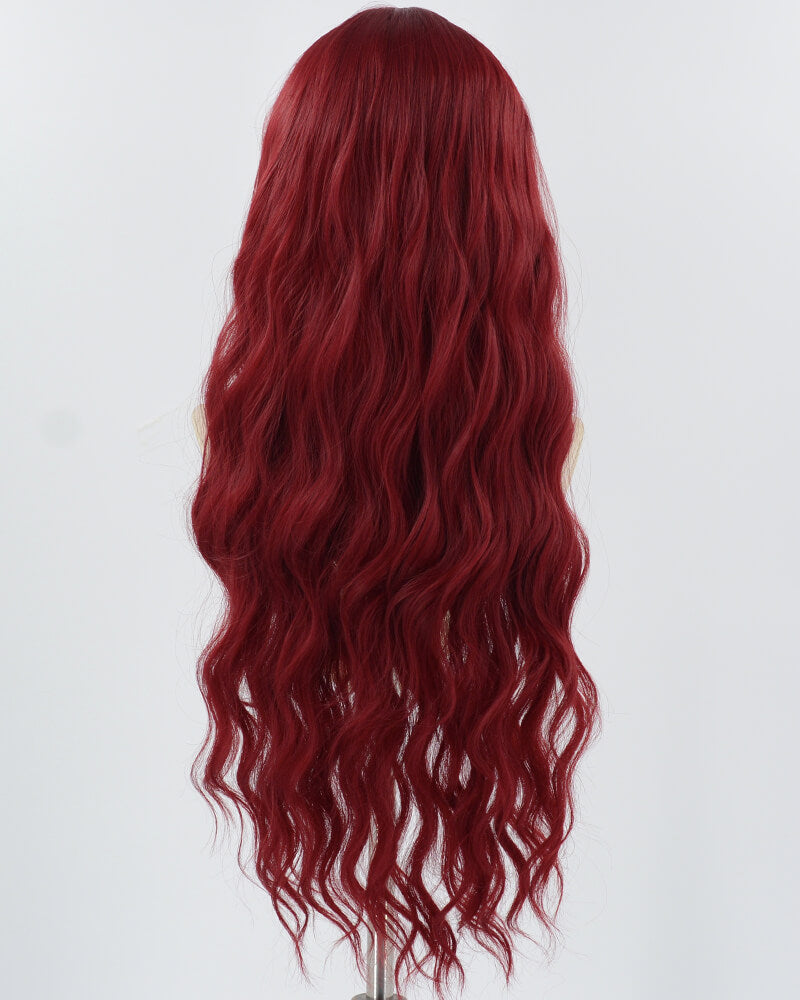 Long Curly Wine Red Synthetic Wig HW551