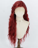 Wine Red Long Curly Synthetic Lace Front Wig WW588